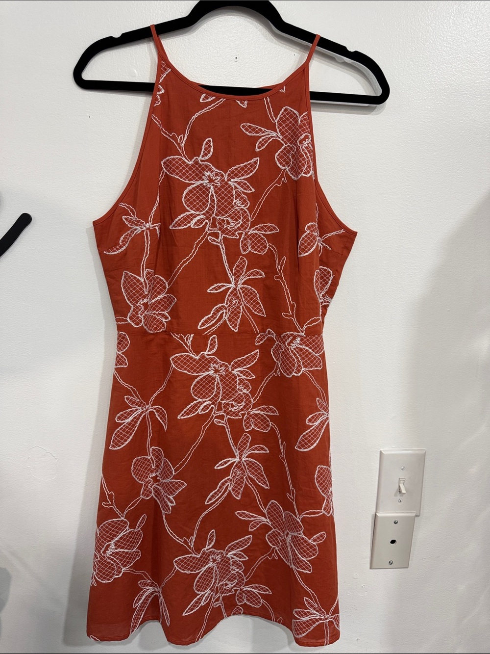 LOFT Rust Red Floral Halter Mini Dress